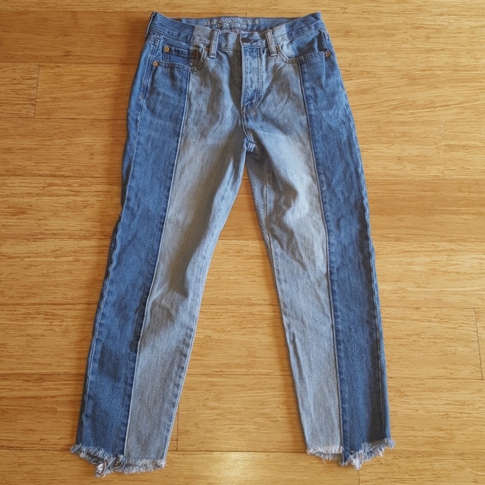 American Eagle High Rise, Two-Toned Jeans